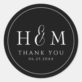Adesivo Redondo Casamento Monogramado de Tipografia Simples e Eleg