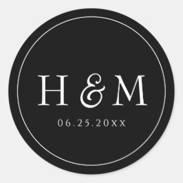 Adesivo Redondo Casamento Monogramado de Tipografia Simples e Eleg