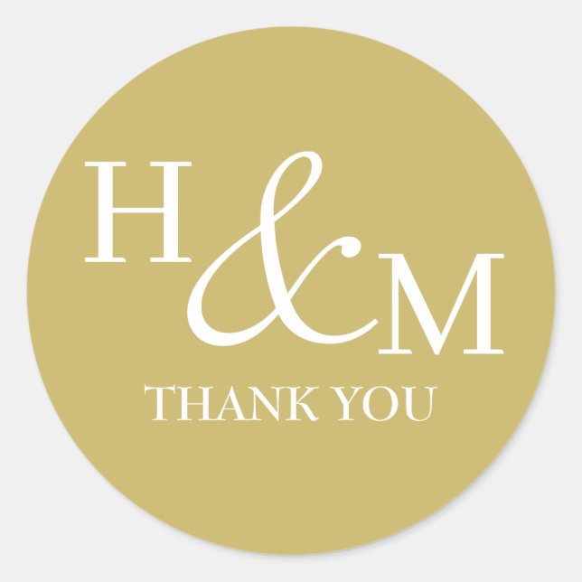 Adesivo Redondo Casamento Monogramado Moderno Elegante Simples (Frente)