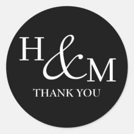 Adesivo Redondo Casamento Monogramado Moderno Simples e Elegante