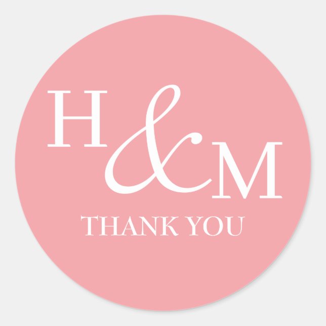Adesivo Redondo Casamento Monogramado Simples Elegante Moderno (Frente)