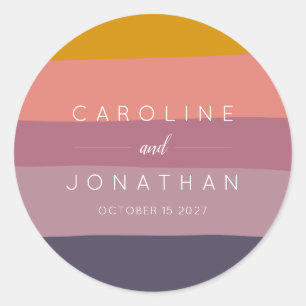 Adesivo Redondo Casamento na moda Mauve e Mostarda Personalizado