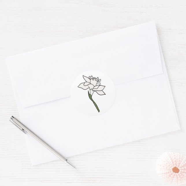 Adesivo Redondo Casamento Narciso Minimalista (Envelope)
