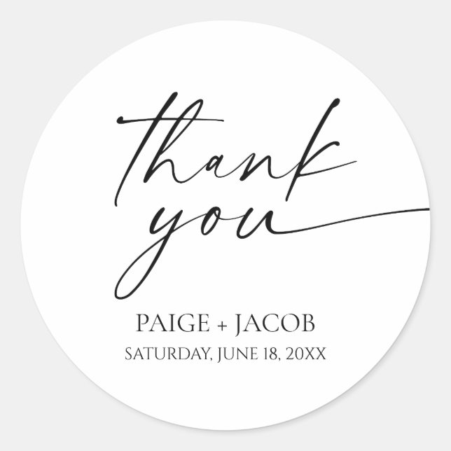 Adesivo Redondo Casamento Negra Branco Elegante Moderno Minimalist (Frente)