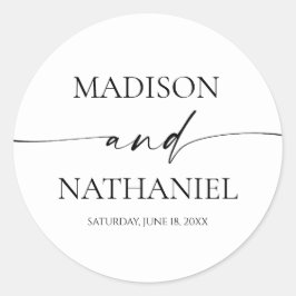 Adesivo Redondo Casamento Negra Branco Elegante Moderno Minimalist