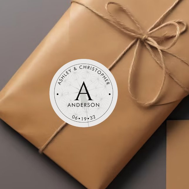 Adesivo Redondo Casamento Negra Elegante Moderno de Fumaça (Criador carregado)