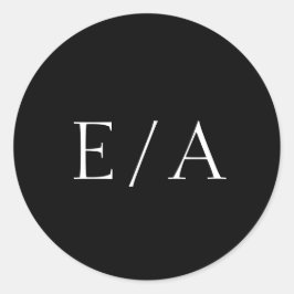 Adesivo Redondo Casamento Negra Moderno e Elegante Monograma Mínim