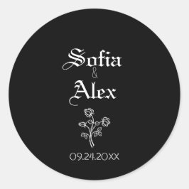 Adesivo Redondo Casamento negro de rosas de aquarela gótica