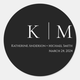 Adesivo Redondo Casamento Negro e Branco-
