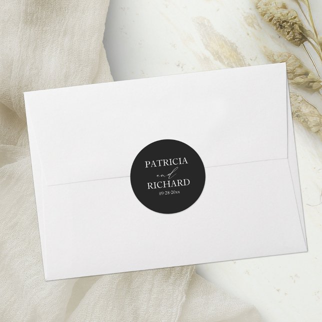 Adesivo Redondo Casamento Negro E Branco (Criador carregado)