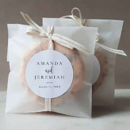 Adesivo Redondo Casamento Negro e Branco da Caligrafia Moderna Ele