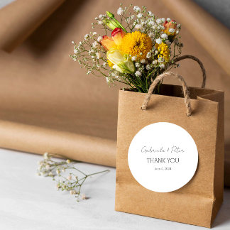 Adesivo Redondo Casamento Negro e Branco Minimalista Simples Obrig