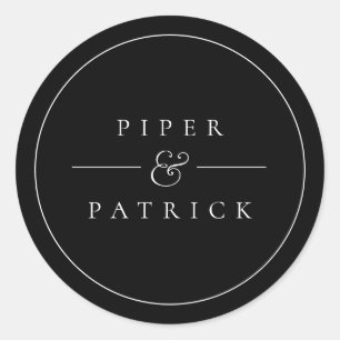 Adesivo Redondo Casamento Negro e Branco Moderno e Elegante Minima