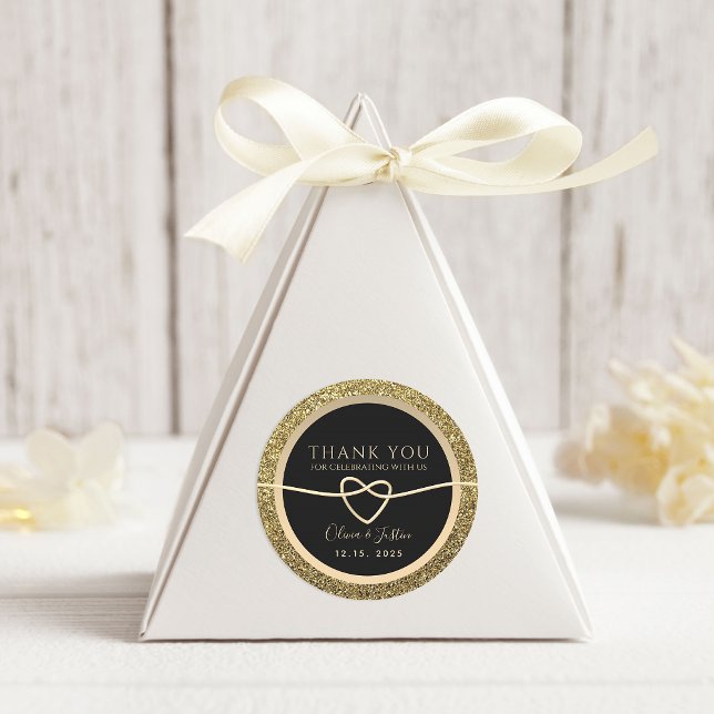 Adesivo Redondo Casamento Negro Elegante Obrigado Sticker (Criador carregado)