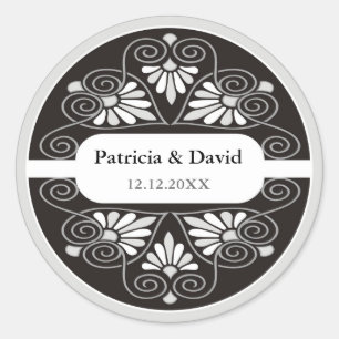 Adesivo Redondo Casamento Negro Prateado Favorece Focos