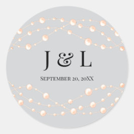 Adesivo Redondo Casamento Neutro de Pérola Romântica Pearl Moderna