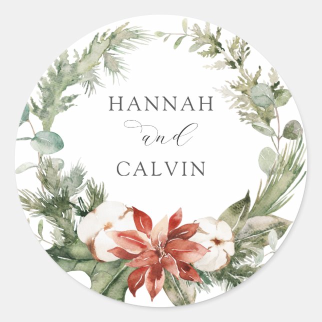 Adesivo Redondo Casamento no inverno Classic Round Sticker (Frente)