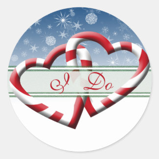 Adesivo Redondo Casamento no inverno Envelope Selos Eu Faço