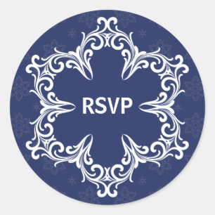 Adesivo Redondo Casamento no inverno RSVP Sticker no Marinho