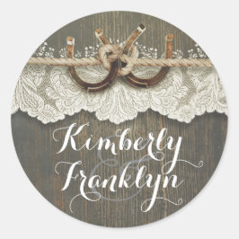 Adesivo Redondo Casamento no País Rustic Lace Horsferes