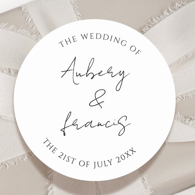 Adesivo Redondo Casamento Nomes Personalizados Preto Branco Clássi (Criador carregado)