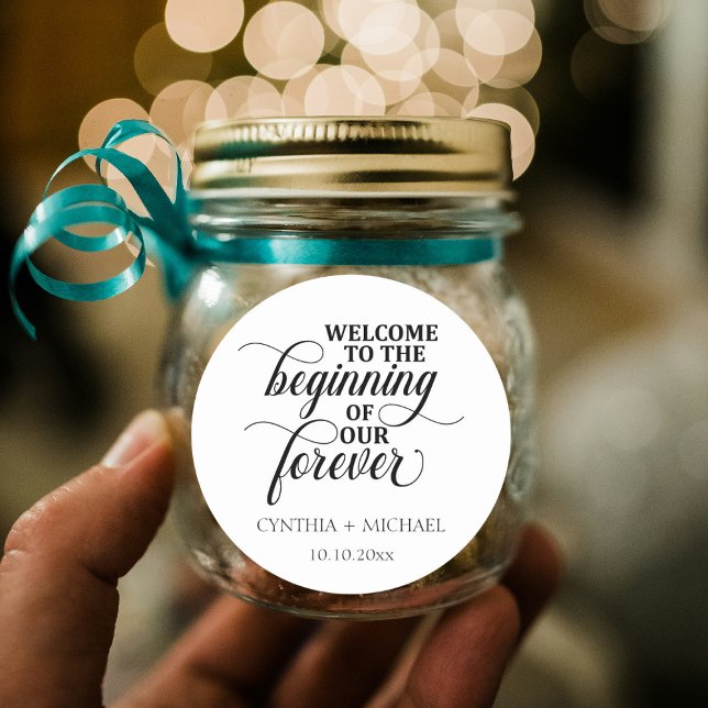 Adesivo Redondo Casamento "nosso Forever" com Script Elegante (Criador carregado)