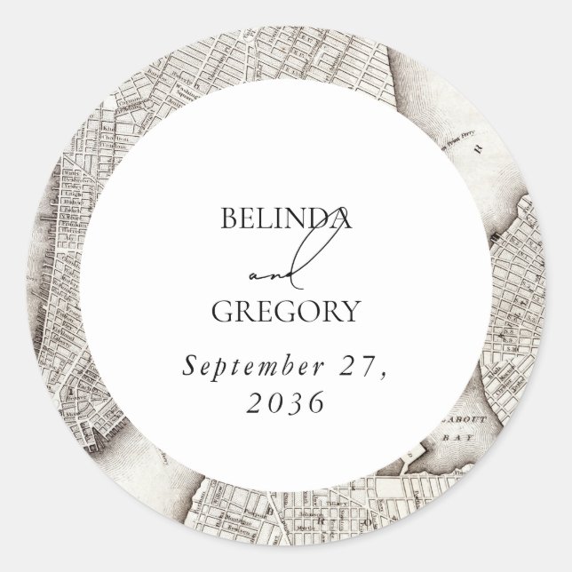 Adesivo Redondo Casamento NYC de Destino de Nova Iorque (Frente)