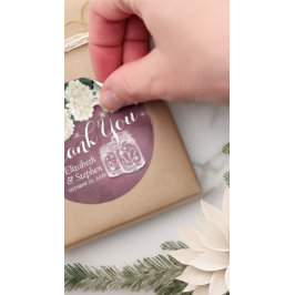 Adesivo Redondo Casamento Obrigado A Favor Mason Jar Hydrangea Lig