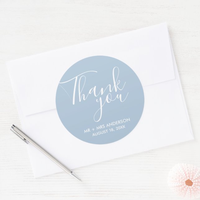 Adesivo Redondo Casamento Obrigado Blue Wedding Favor (Envelope)