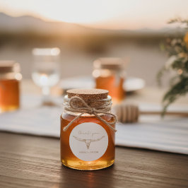 Adesivo Redondo Casamento Obrigado Caveira de Vaca Boho Deserto