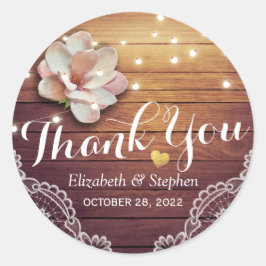 Adesivo Redondo Casamento Obrigado Luzes De Cordas Florais De Made