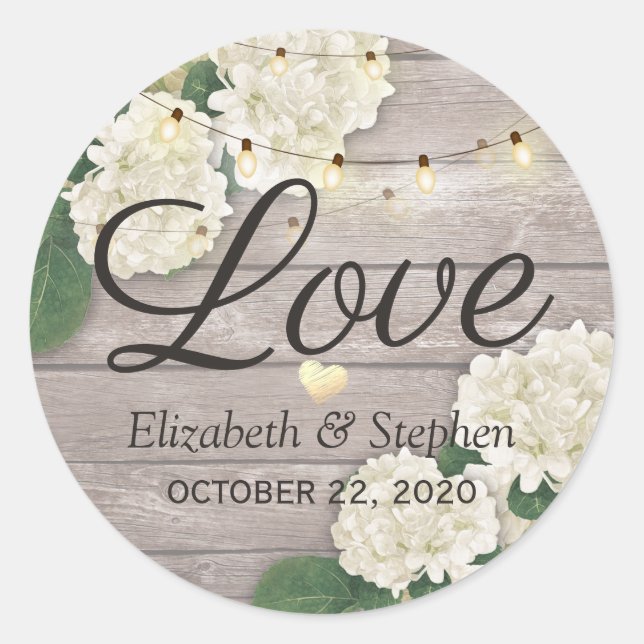 Adesivo Redondo Casamento Obrigado Luzes De Cordas Florais De Made (Frente)