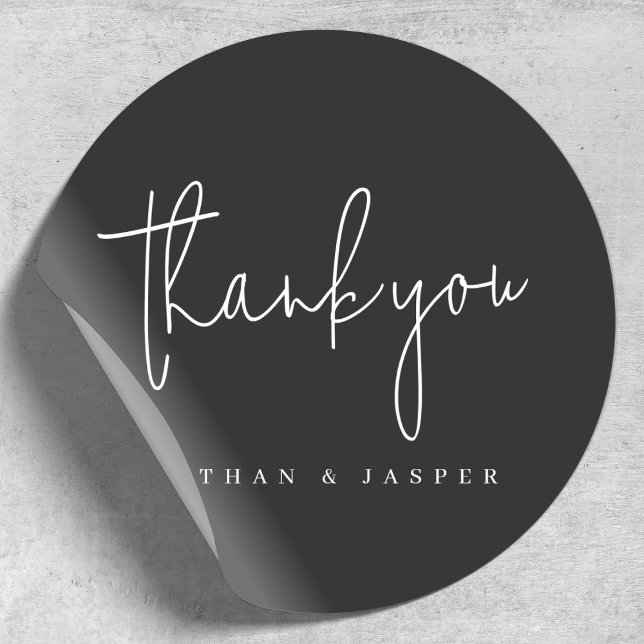 Adesivo Redondo Casamento Obrigado Preto Escrito Manuscrito (Criador carregado)