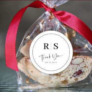 Adesivo Redondo Casamento Obrigado Sticker - Iniciais e Legança