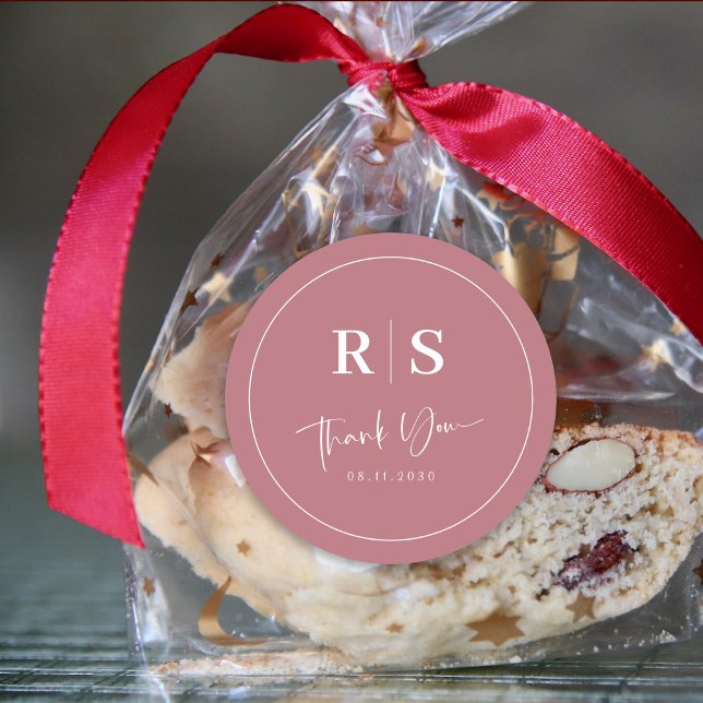 Adesivo Redondo Casamento Obrigado Sticker - Rosa Dourado Glam (Wedding Thank You Sticker - Rose Gold Glam)