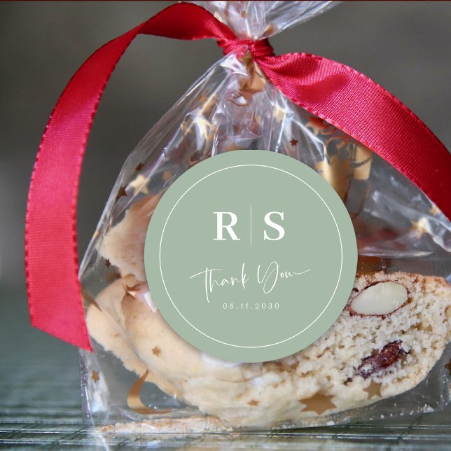 Adesivo Redondo Casamento Obrigado Sticker - Sage & Elegance (Wedding Thank You Sticker - Sage & Elegance)