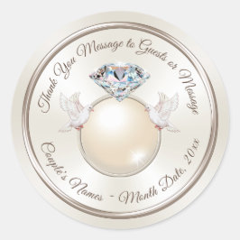 Adesivo Redondo Casamento, obrigado, viciados por favores, envelop