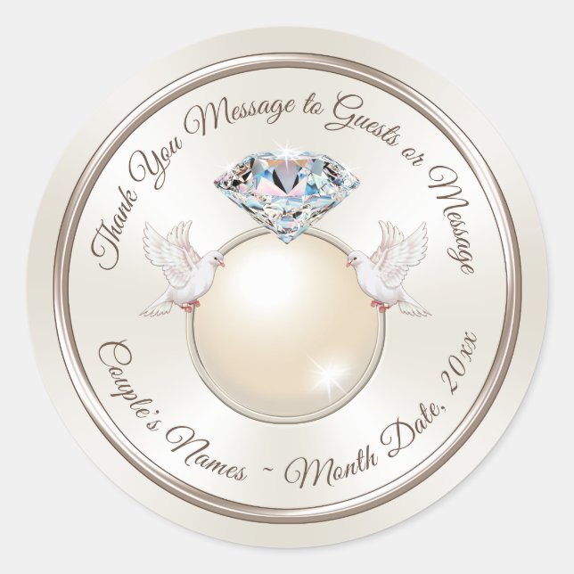 Adesivo Redondo Casamento, obrigado, viciados por favores, envelop (Frente)