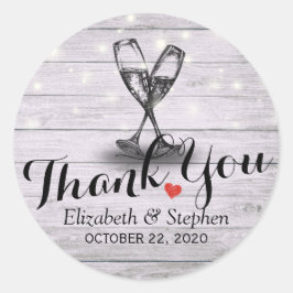Adesivo Redondo Casamento Obrigado Vidros De Champanhe Luzes De Ma