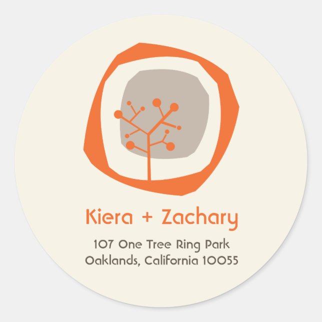 Adesivo Redondo Casamento outono de anéis de árvores de outono (Frente)