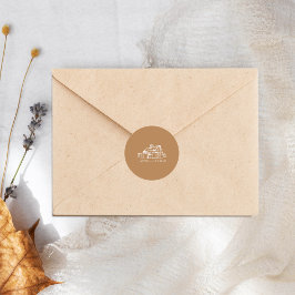 Adesivo Redondo Casamento outono de Fazenda de Goldenrod Barn de A