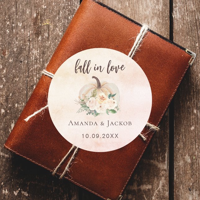 Adesivo Redondo Casamento outono de flores de creme de abóbora (Criador carregado)