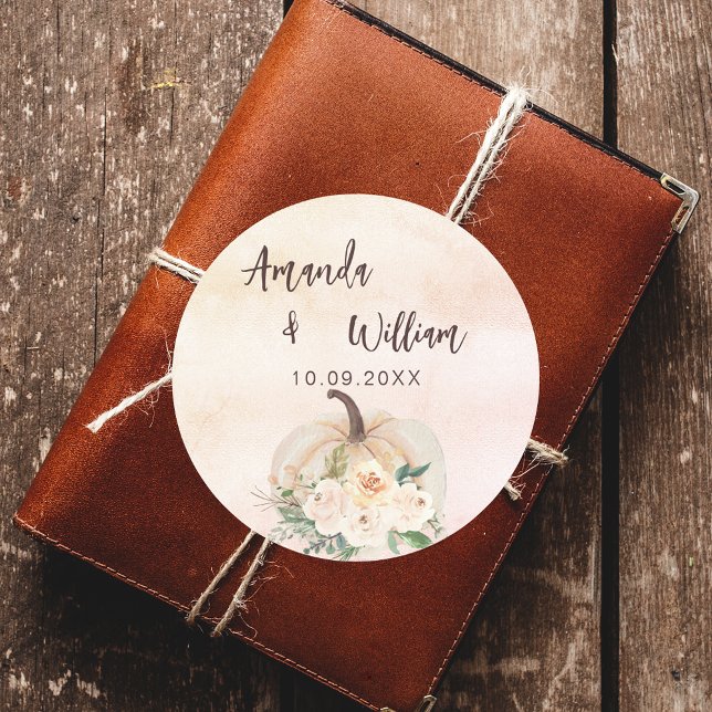 Adesivo Redondo Casamento outono de flores de creme de abóbora (Criador carregado)