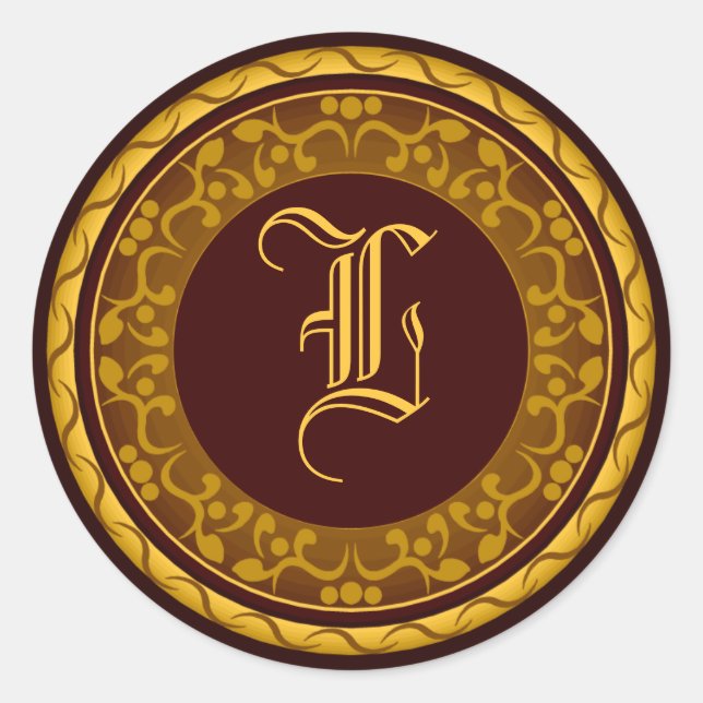 Adesivo Redondo casamento outono Monograma Autovelope Selo (Frente)