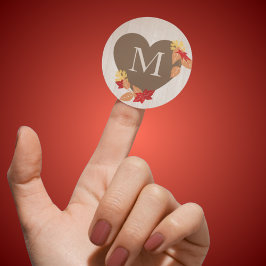 Adesivo Redondo Casamento outono monograma ou Chá de panela