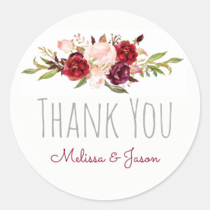 Adesivo Redondo casamento outono romântico flores aquáticas obriga