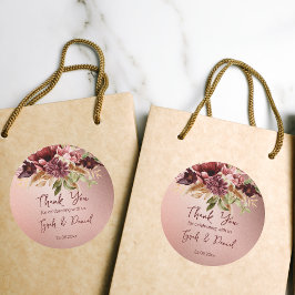 Adesivo Redondo Casamento outono rosa de terracotta de ouro russo