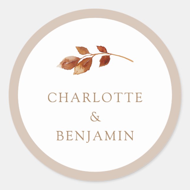 Adesivo Redondo Casamento outono simples (Frente)