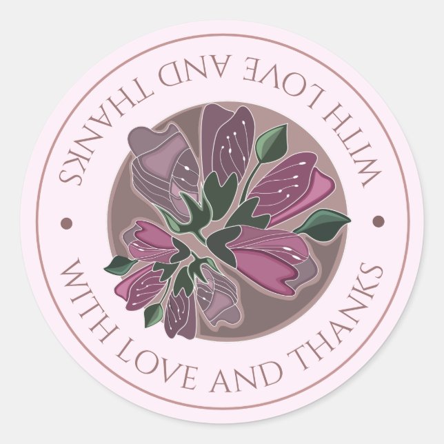 Adesivo Redondo Casamento/Pastel Romântico Roxo Floral (Frente)