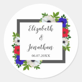 Adesivo Redondo Casamento Patriótico de Panda Anemone